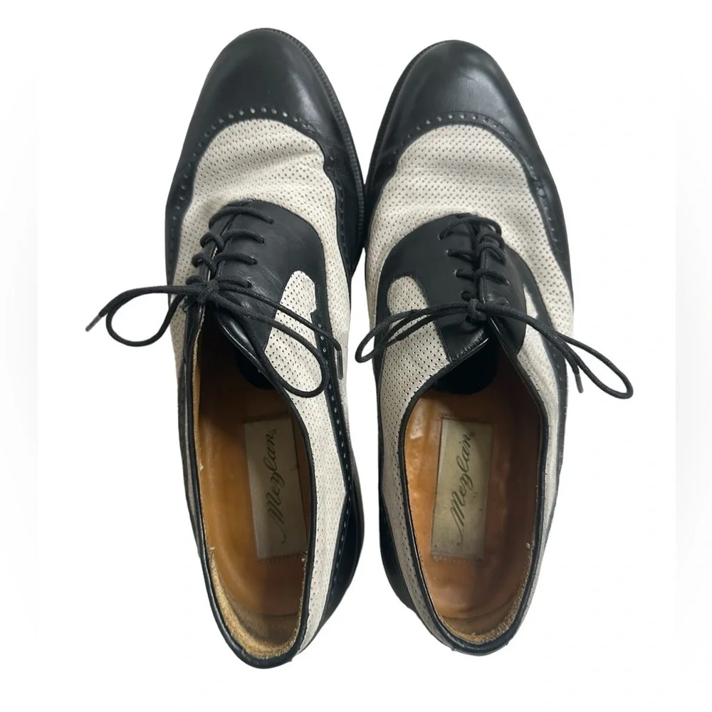 Mezlan black and white men dress shoes size 9